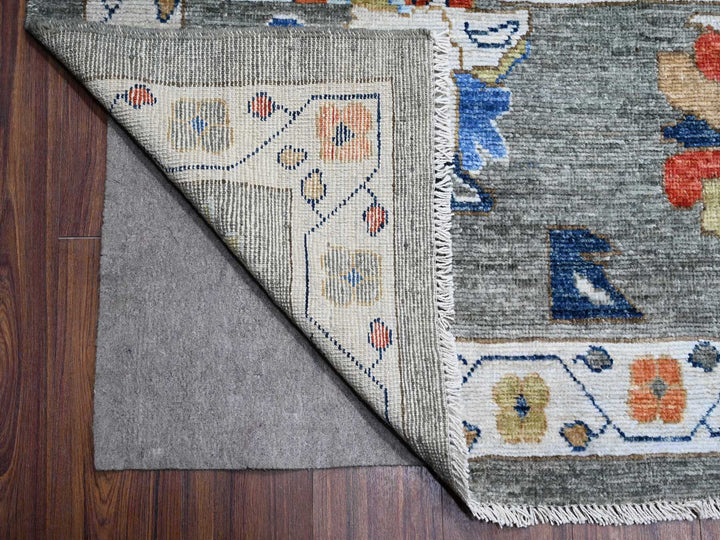 12'1" x 15'11" New Hand Knotted Grey Wool Rectangle Oriental Rug - MOA10288702