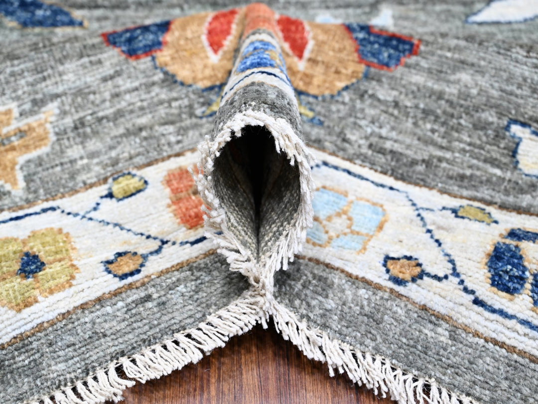 12'1" x 15'11" New Hand Knotted Grey Wool Rectangle Oriental Rug - MOA10288702