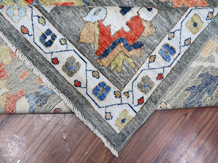 12'1" x 15'11" New Hand Knotted Grey Wool Rectangle Oriental Rug - MOA10288702