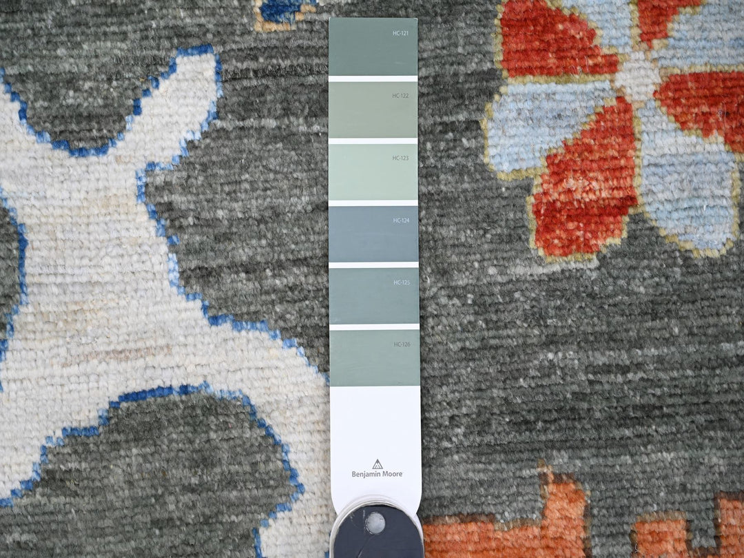 12'1" x 15'11" New Hand Knotted Grey Wool Rectangle Oriental Rug - MOA10288702