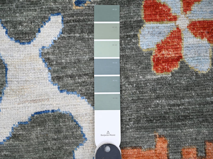 12'1" x 15'11" New Hand Knotted Grey Wool Rectangle Oriental Rug - MOA10288702