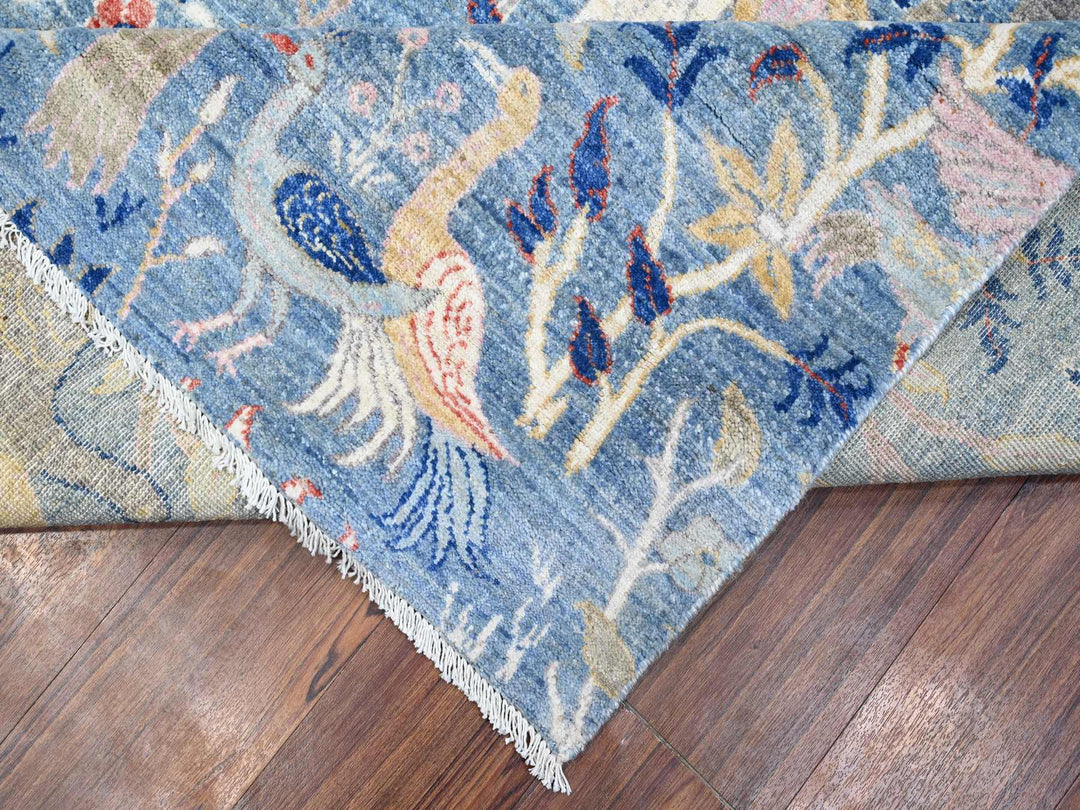 11'11" x 12'1" New Hand Knotted Blue Wool Square Oriental Rug - MOA10288709
