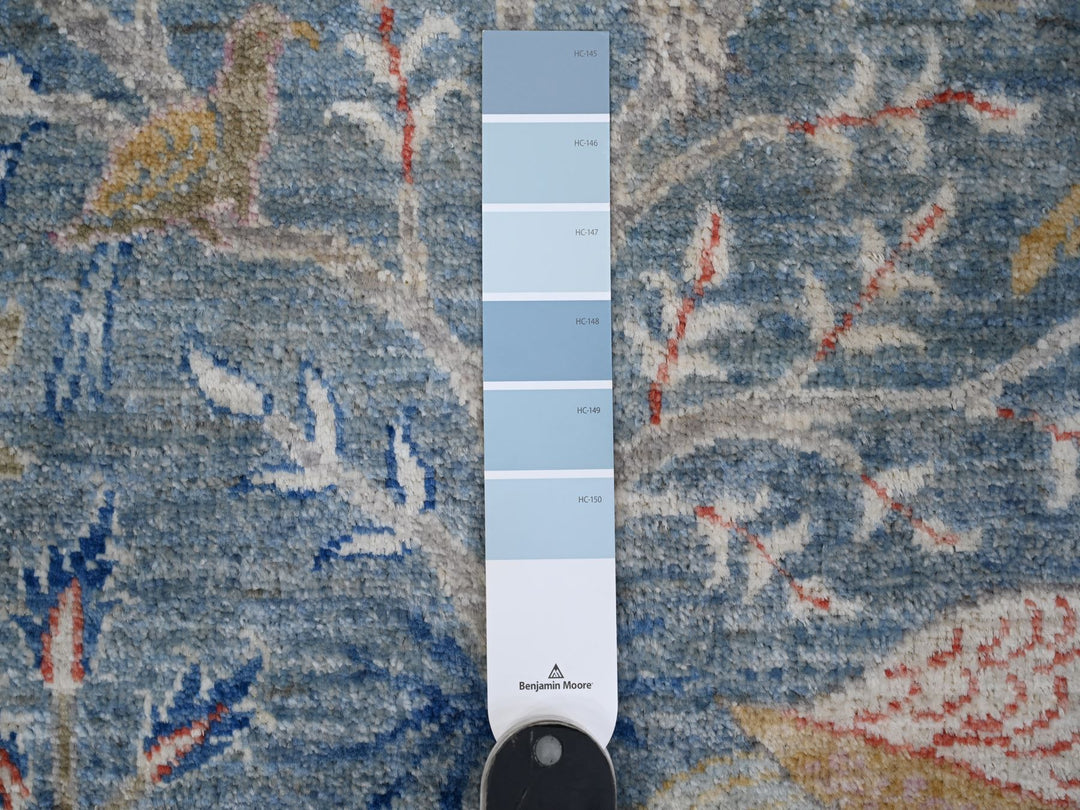 11'11" x 12'1" New Hand Knotted Blue Wool Square Oriental Rug - MOA10288709