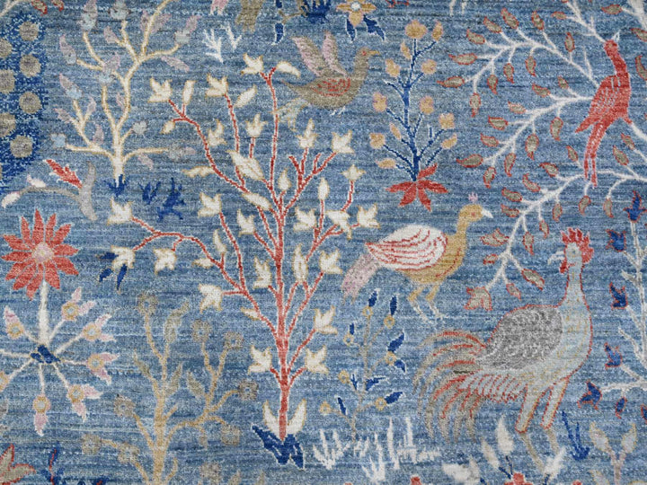 11'11" x 12'1" New Hand Knotted Blue Wool Square Oriental Rug - MOA10288709