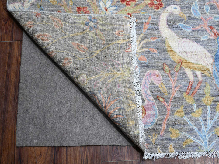 11'11" x 12'1" New Hand Knotted Grey Wool Square Oriental Rug - MOA10288711