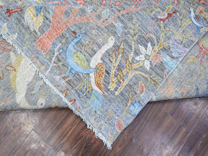 11'11" x 12'1" New Hand Knotted Grey Wool Square Oriental Rug - MOA10288711