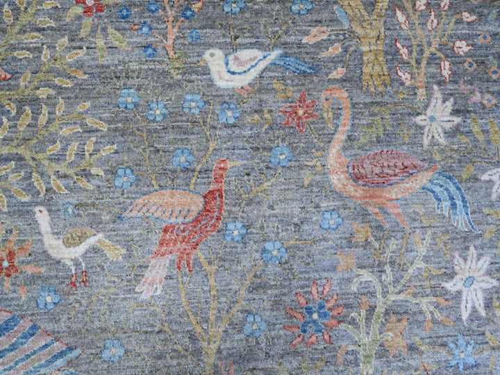 11'11" x 12'1" New Hand Knotted Grey Wool Square Oriental Rug - MOA10288711