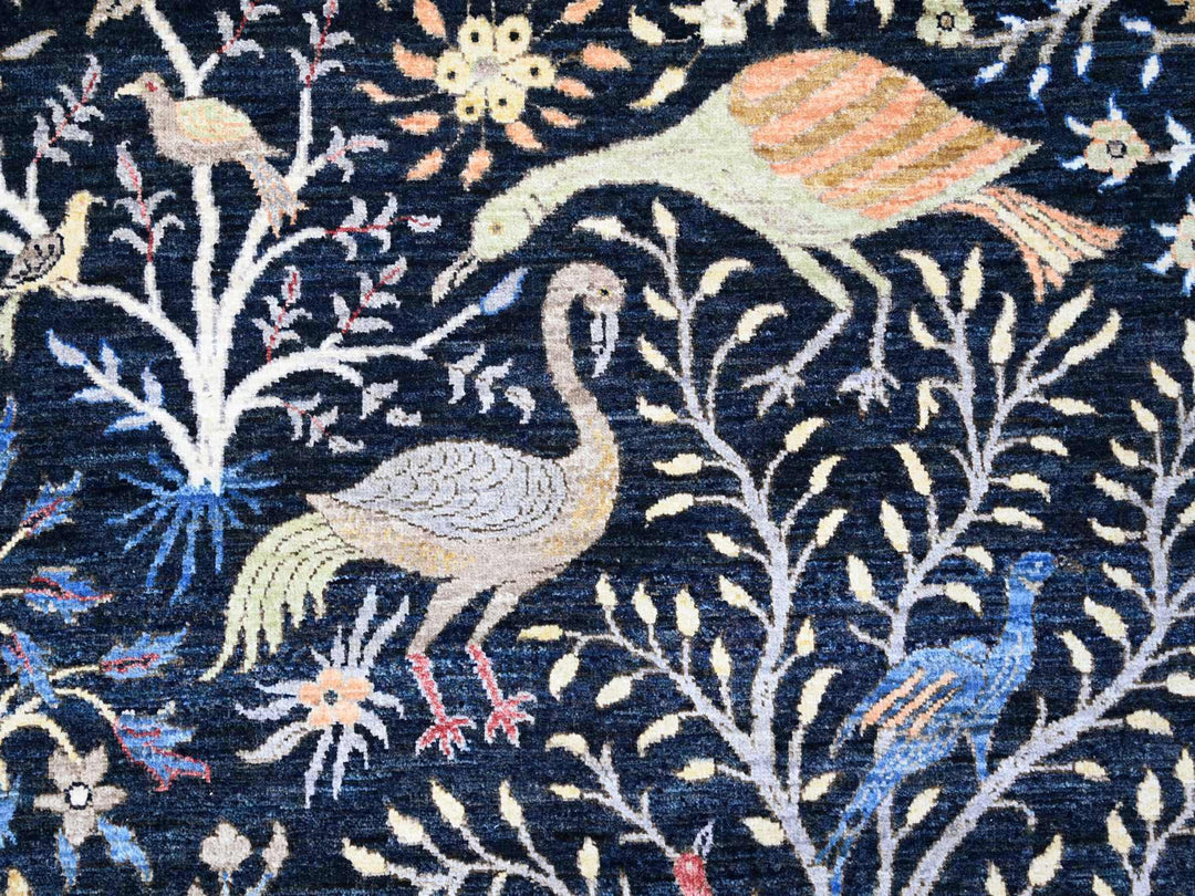7'11" x 8'2" New Hand Knotted Blue Wool Square Oriental Rug - MOA10288712