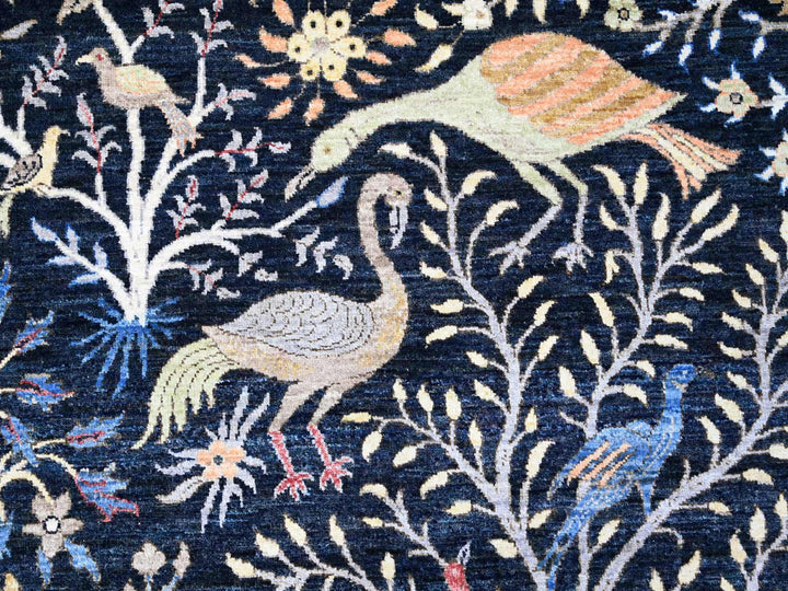 7'11" x 8'2" New Hand Knotted Blue Wool Square Oriental Rug - MOA10288712