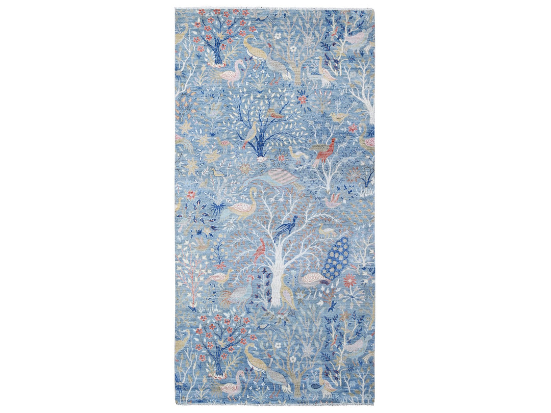 6'1" x 12'0" New Hand Knotted Blue Wool Runner Oriental Rug - MOA10288715