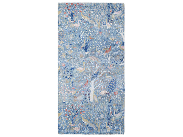6'1" x 12'0" New Hand Knotted Blue Wool Runner Oriental Rug - MOA10288715