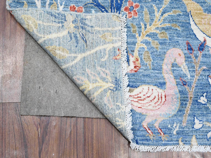 6'1" x 12'0" New Hand Knotted Blue Wool Runner Oriental Rug - MOA10288715
