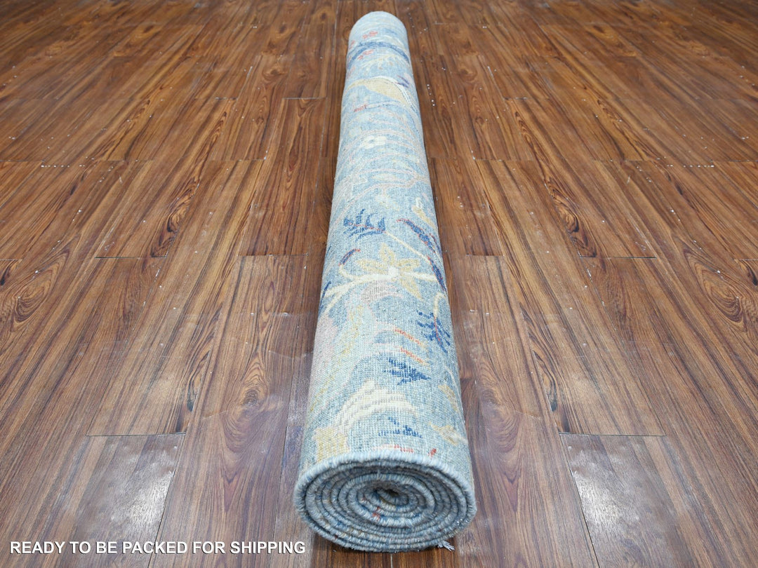 6'1" x 12'0" New Hand Knotted Blue Wool Runner Oriental Rug - MOA10288715