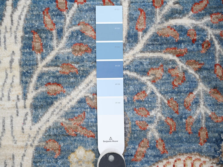6'1" x 6'2" New Hand Knotted Blue Wool Round Oriental Rug - MOA10288717