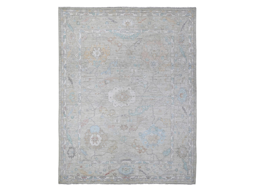 7'9" x 9'11" New Hand Knotted Grey Wool Rectangle Oriental Rug - MOA10288720