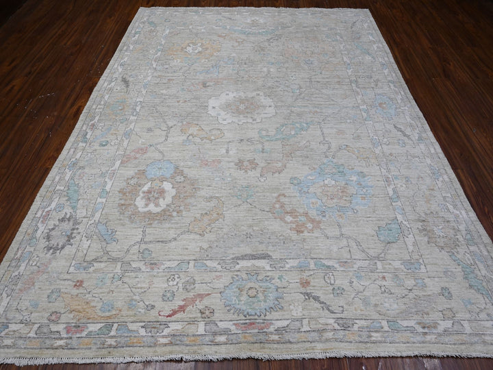 7'9" x 9'11" New Hand Knotted Grey Wool Rectangle Oriental Rug - MOA10288720