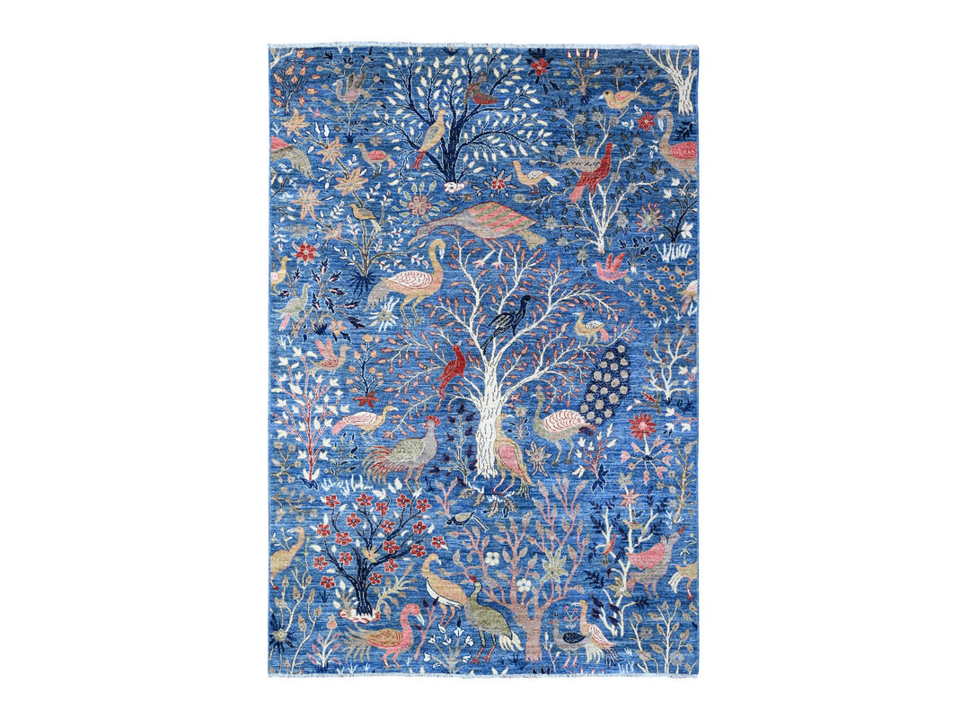 5'11" x 8'9" New Hand Knotted Blue Wool Rectangle Oriental Rug - MOA10288725