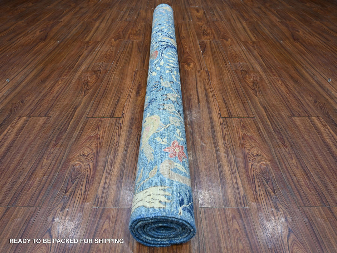 5'11" x 8'9" New Hand Knotted Blue Wool Rectangle Oriental Rug - MOA10288725
