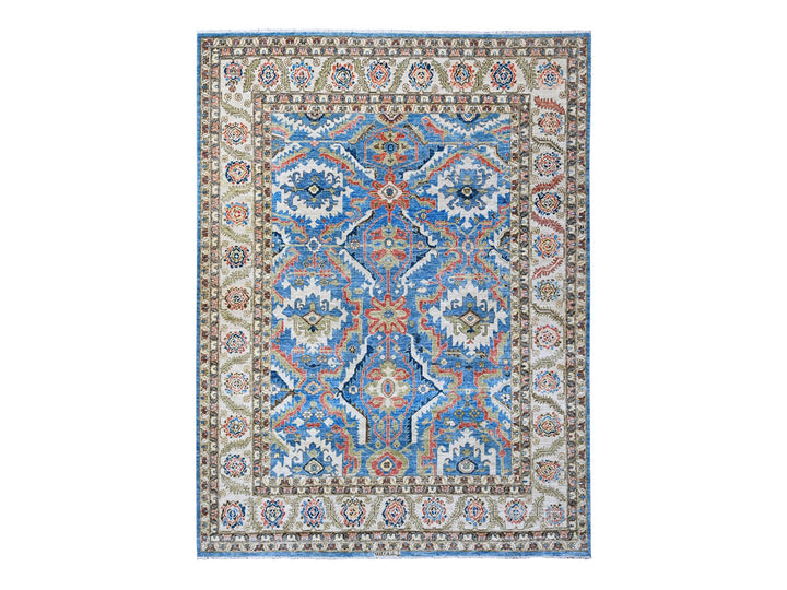 8'11" x 11'8" New Hand Knotted Blue Wool Rectangle Oriental Rug - MOA10288731
