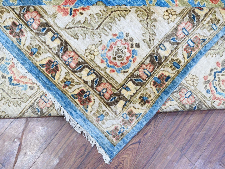 8'11" x 11'8" New Hand Knotted Blue Wool Rectangle Oriental Rug - MOA10288731