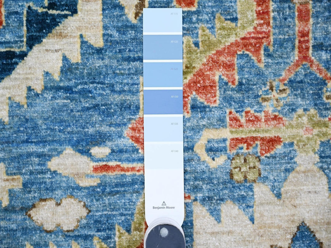 8'11" x 11'8" New Hand Knotted Blue Wool Rectangle Oriental Rug - MOA10288731