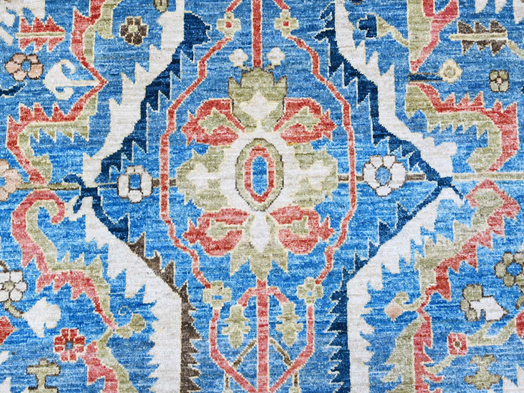 8'11" x 11'8" New Hand Knotted Blue Wool Rectangle Oriental Rug - MOA10288731