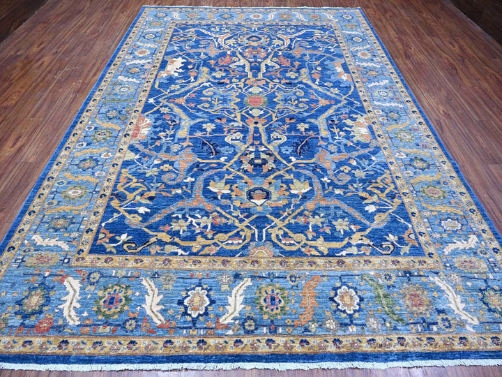 8'7" x 11'11" New Hand Knotted Blue Wool Rectangle Oriental Rug - MOA10288733