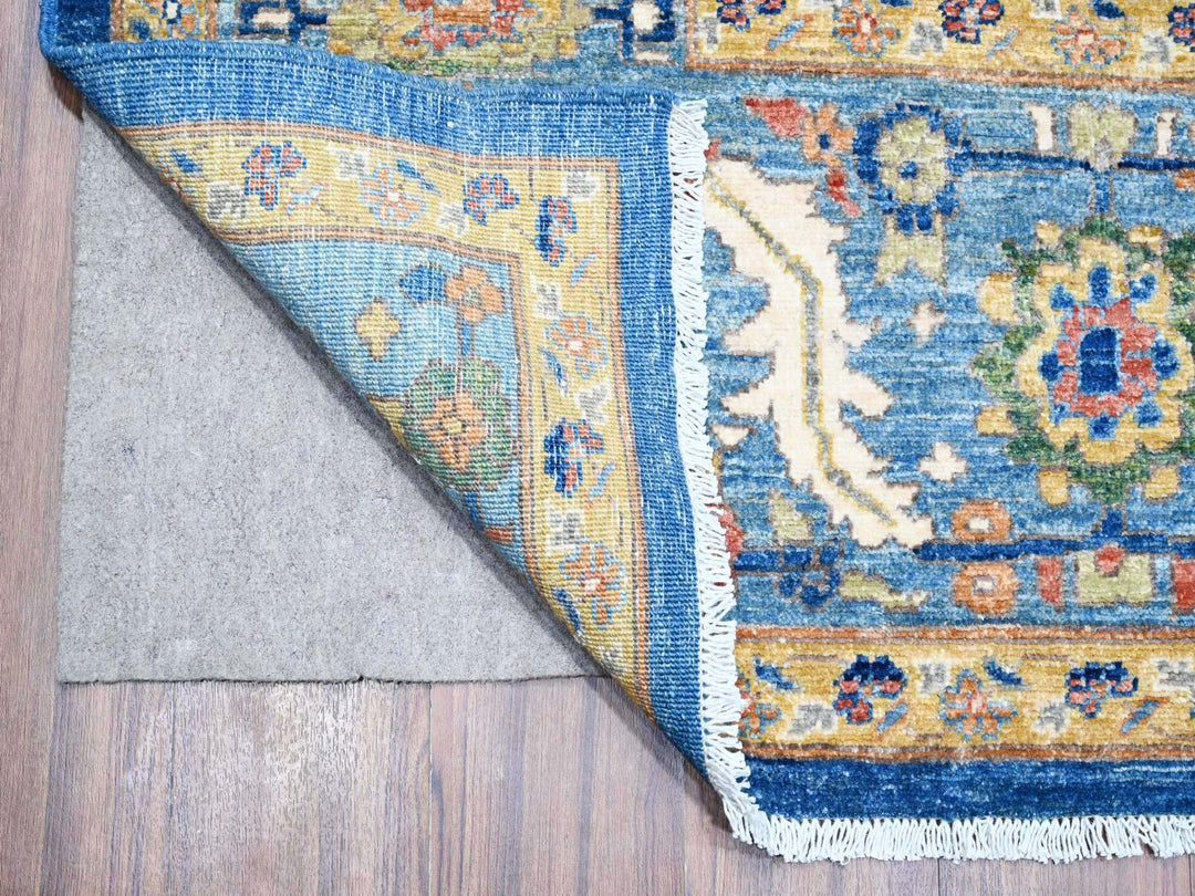 8'7" x 11'11" New Hand Knotted Blue Wool Rectangle Oriental Rug - MOA10288733