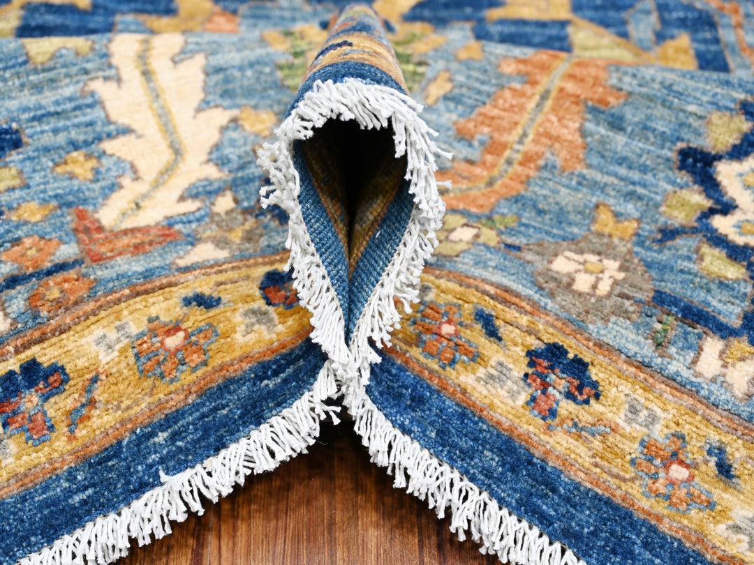 8'7" x 11'11" New Hand Knotted Blue Wool Rectangle Oriental Rug - MOA10288733