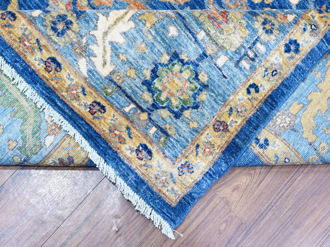 8'7" x 11'11" New Hand Knotted Blue Wool Rectangle Oriental Rug - MOA10288733