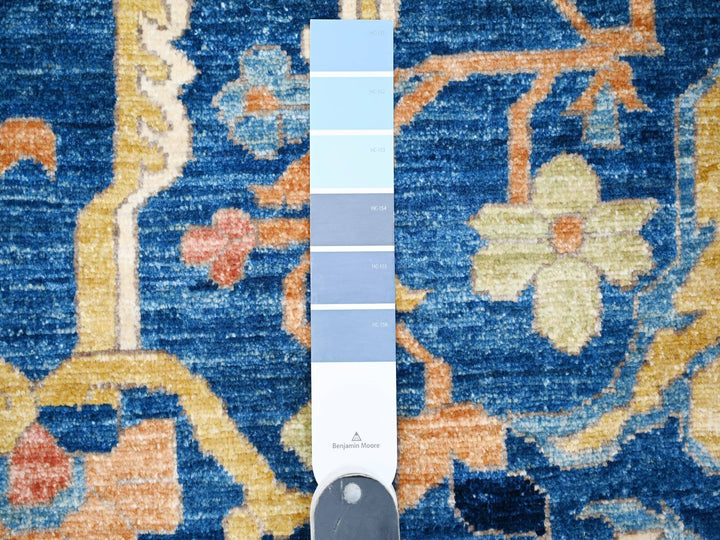 8'7" x 11'11" New Hand Knotted Blue Wool Rectangle Oriental Rug - MOA10288733