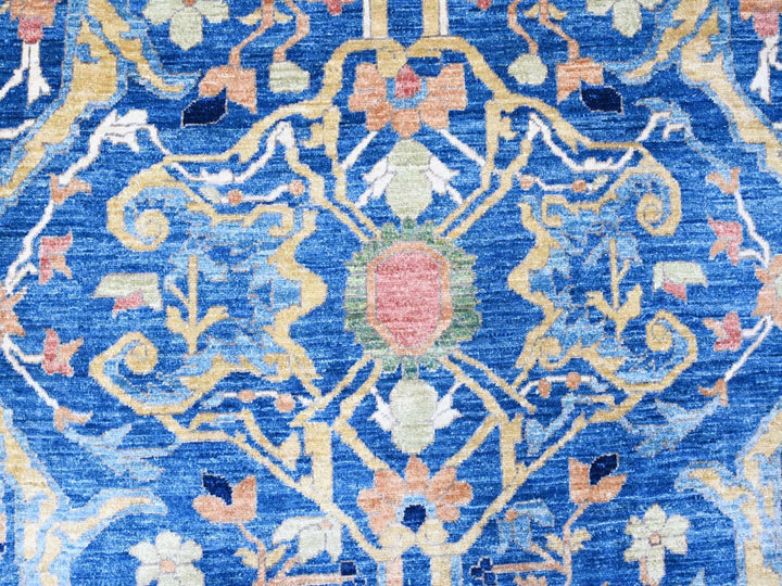 8'7" x 11'11" New Hand Knotted Blue Wool Rectangle Oriental Rug - MOA10288733