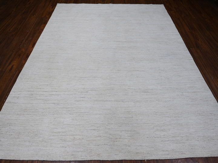 7'11" x 9'8" New Hand Knotted Ivory Wool Rectangle Oriental Rug - MOA10288737