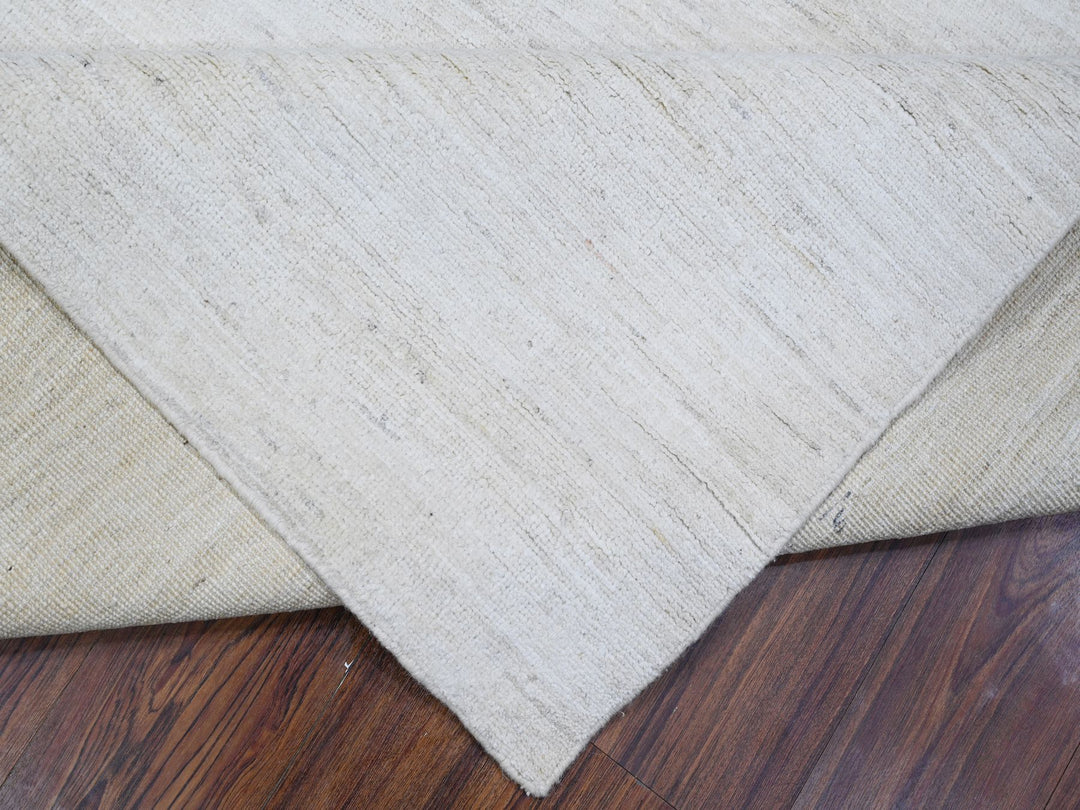7'11" x 9'8" New Hand Knotted Ivory Wool Rectangle Oriental Rug - MOA10288737