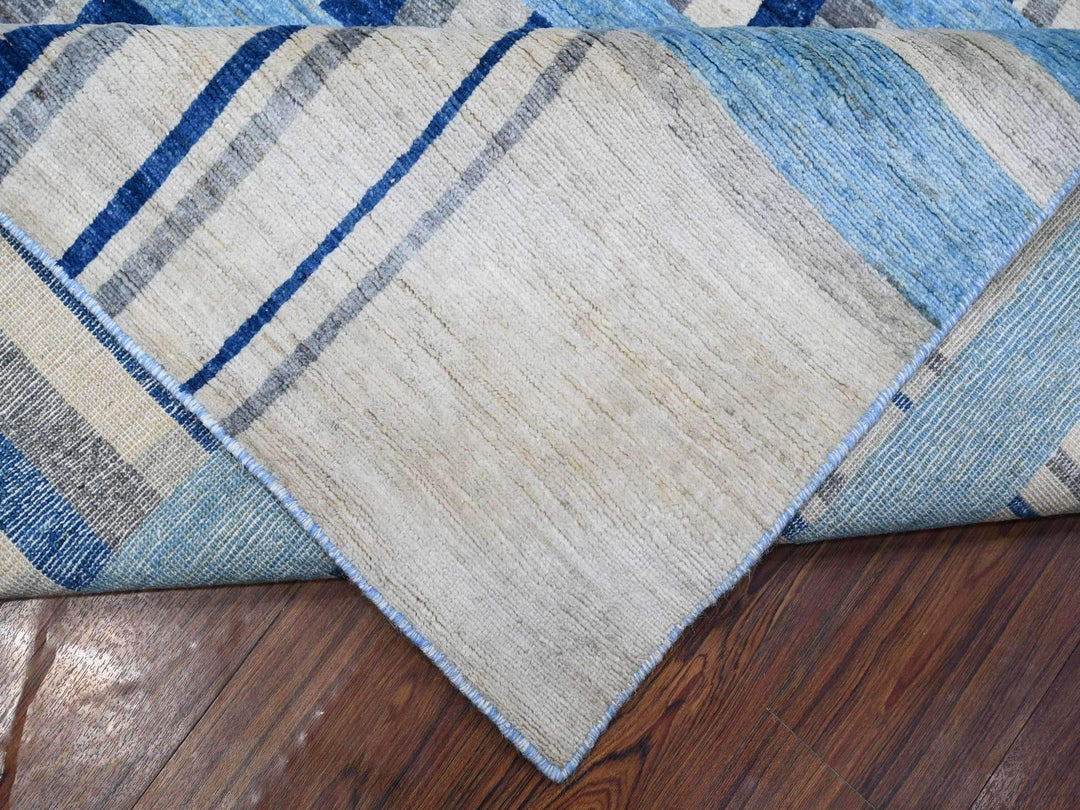 8'8" x 11'7" New Hand Knotted Grey Wool Rectangle Oriental Rug - MOA10288739