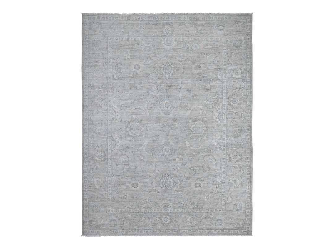 9'11" x 13'0" New Hand Knotted Grey Wool Rectangle Oriental Rug - MOA10288743