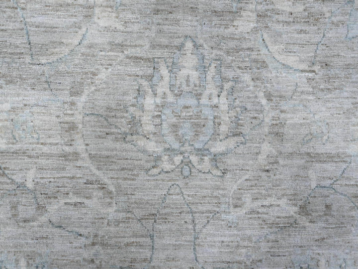 9'11" x 13'0" New Hand Knotted Grey Wool Rectangle Oriental Rug - MOA10288743