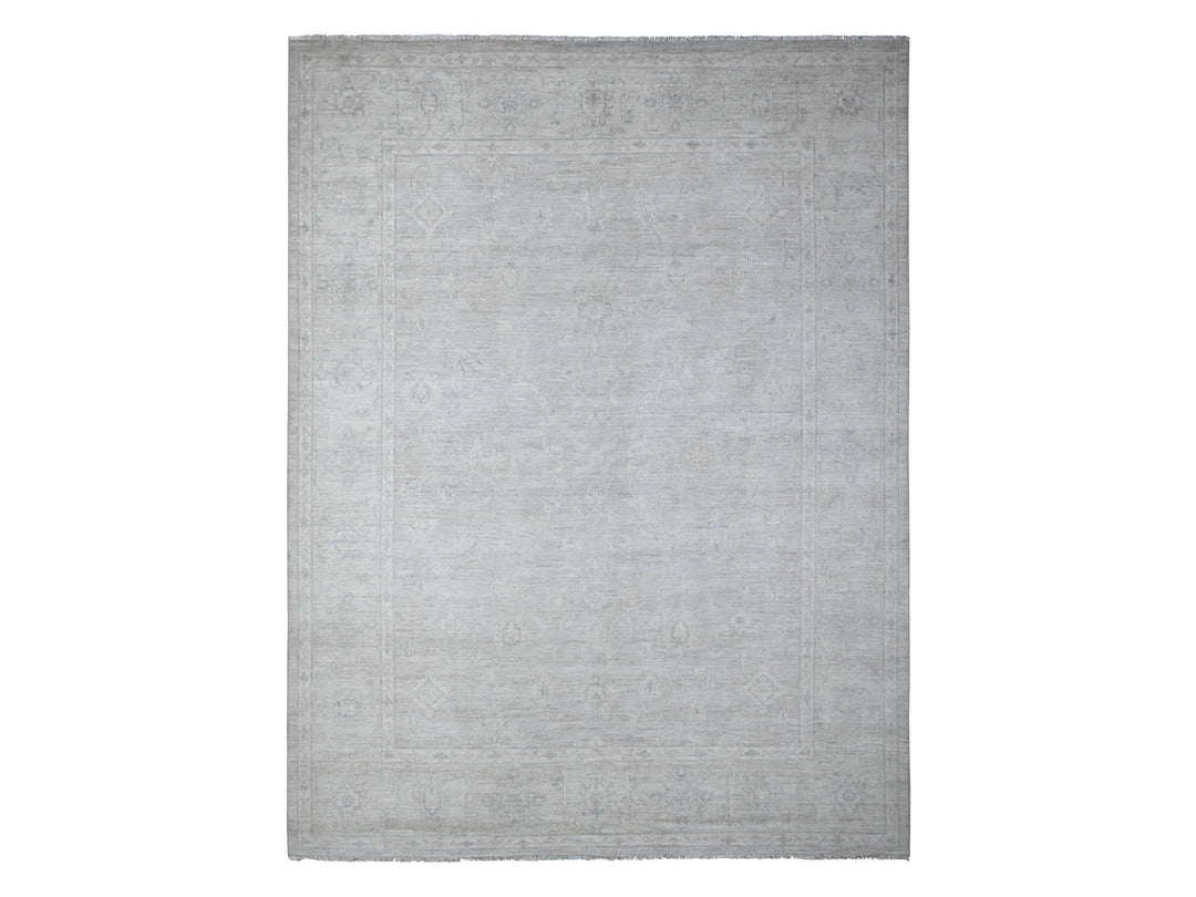 8'10" x 11'6" New Hand Knotted Grey Wool Rectangle Oriental Rug - MOA10288749