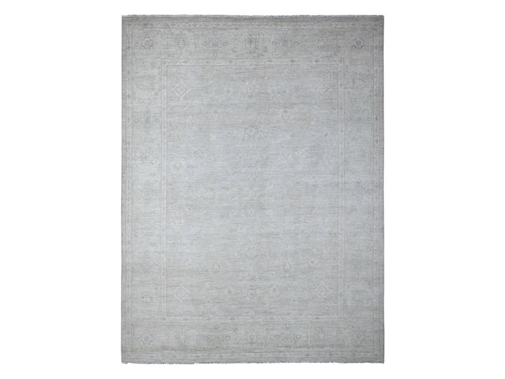 8'10" x 11'6" New Hand Knotted Grey Wool Rectangle Oriental Rug - MOA10288749