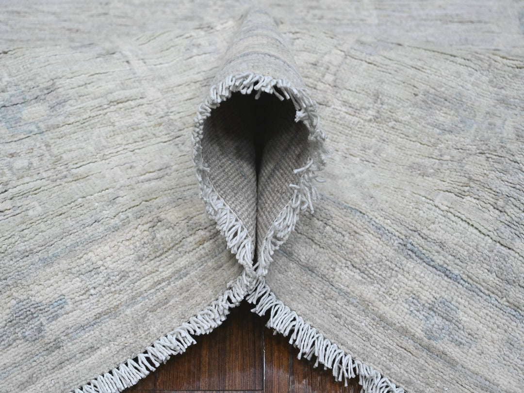 8'10" x 11'6" New Hand Knotted Grey Wool Rectangle Oriental Rug - MOA10288749