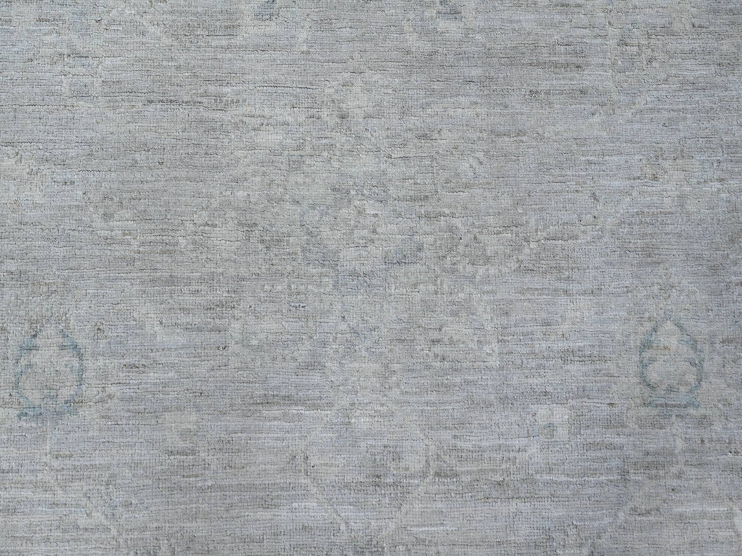 8'10" x 11'6" New Hand Knotted Grey Wool Rectangle Oriental Rug - MOA10288749