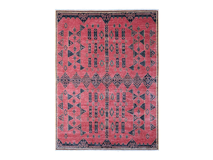 8'7" x 11'3" New Hand Knotted Red Wool Rectangle Oriental Rug - MOA10288750