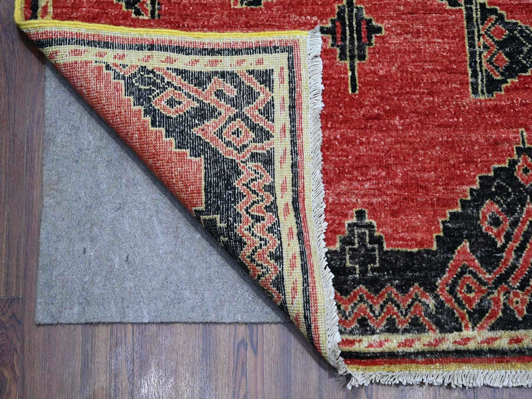 8'7" x 11'3" New Hand Knotted Red Wool Rectangle Oriental Rug - MOA10288750