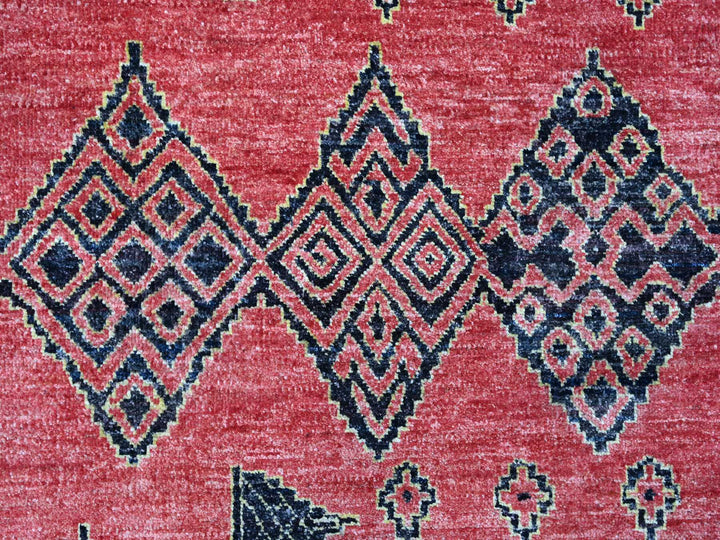 8'7" x 11'3" New Hand Knotted Red Wool Rectangle Oriental Rug - MOA10288750