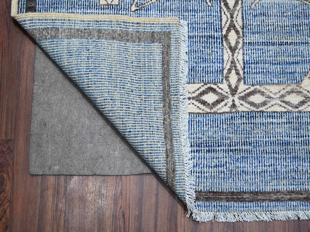 10'0" x 13'9" New Hand Knotted Blue Wool Rectangle Oriental Rug - MOA10288751