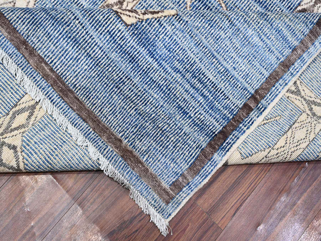 10'0" x 13'9" New Hand Knotted Blue Wool Rectangle Oriental Rug - MOA10288751