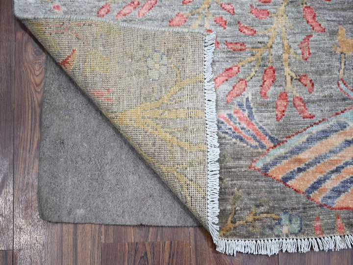 4'0" x 15'11" New Hand Knotted Grey Wool Runner Oriental Rug - MOA10288755