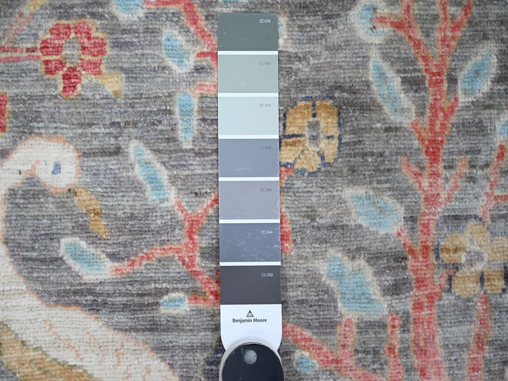 4'0" x 15'11" New Hand Knotted Grey Wool Runner Oriental Rug - MOA10288755