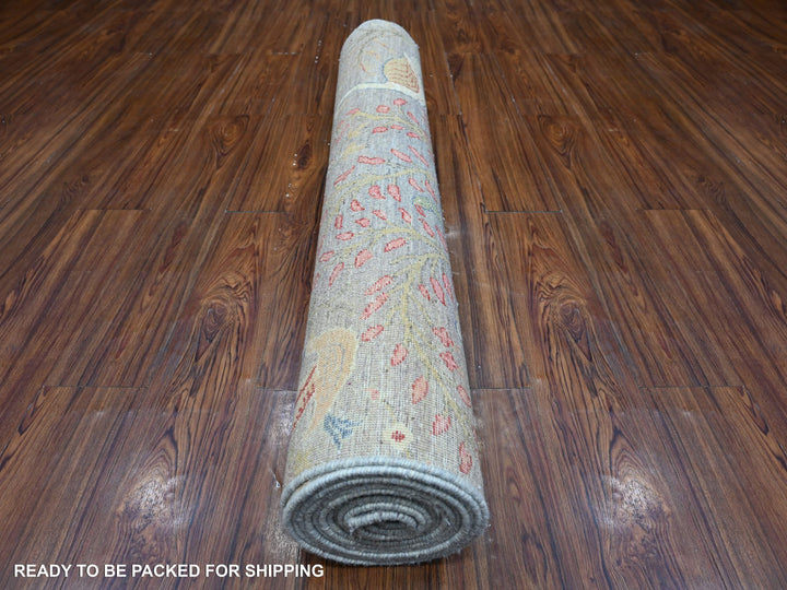 4'0" x 15'11" New Hand Knotted Grey Wool Runner Oriental Rug - MOA10288755