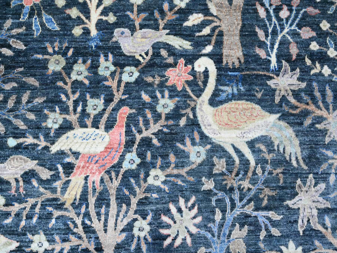 10'0" x 13'7" New Hand Knotted Blue Wool Rectangle Oriental Rug - MOA10288767